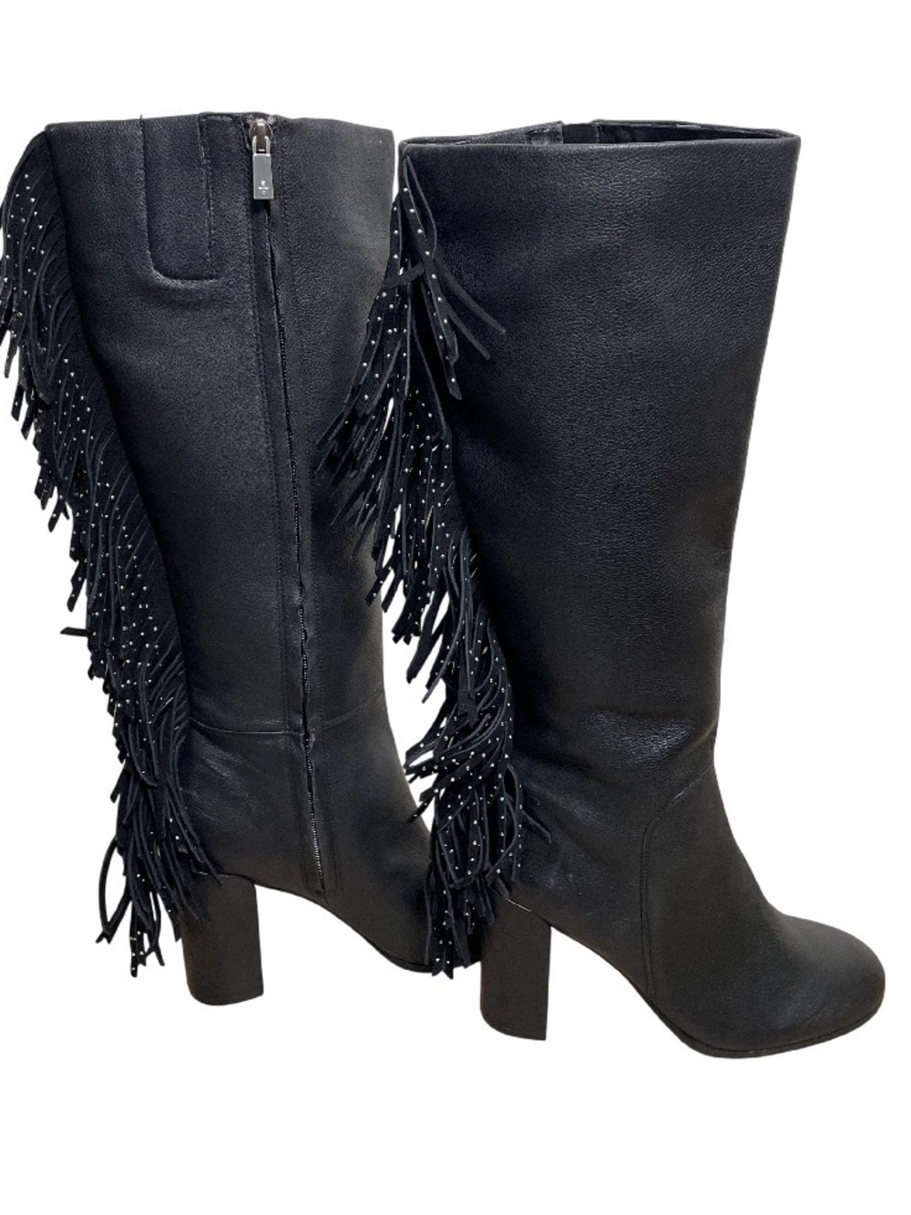 NWT Kenneth Cole Justin Black Fringe Knee Boots Size 8.5